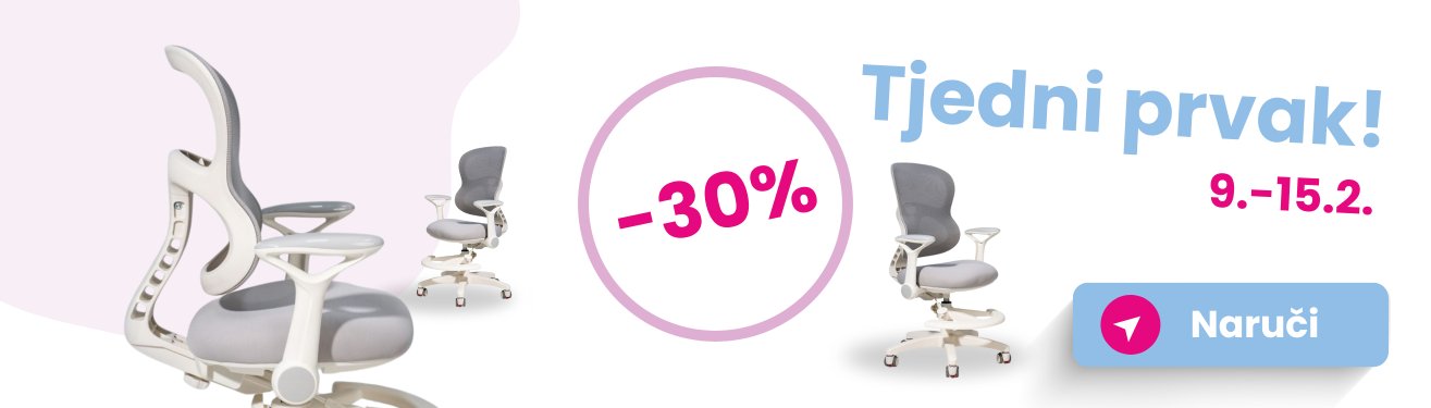 Dječja ergonomska stolica sa naslonima (za radni stol) - siva + GRATIS navlaka