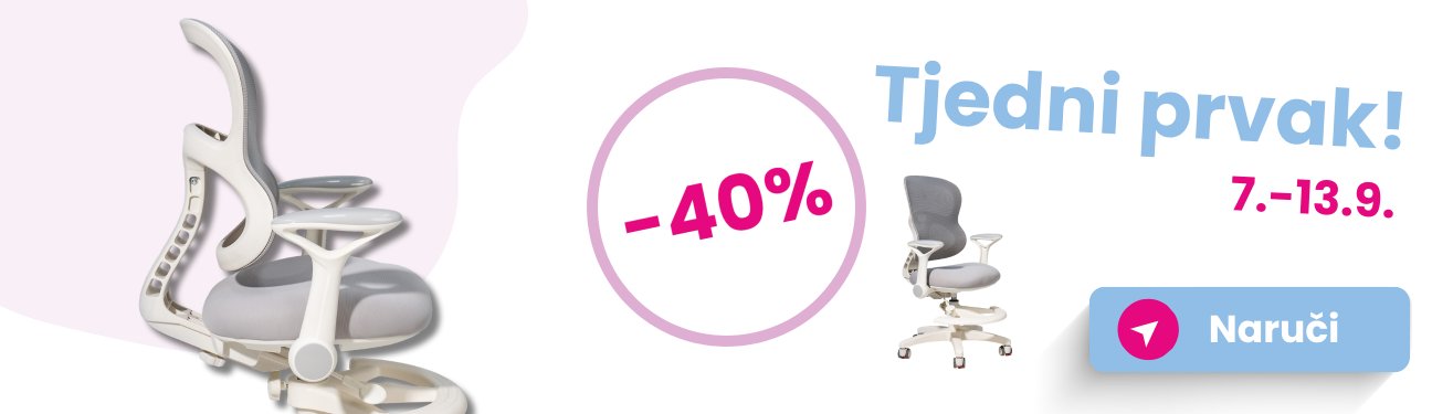 Dječja ergonomska stolica sa naslonima (za radni stol) - siva + GRATIS navlaka