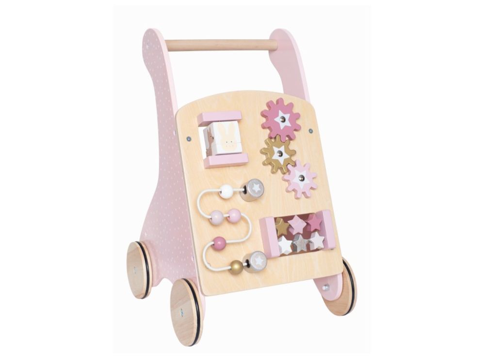 Drvena višenamjenska hodalica roze boje