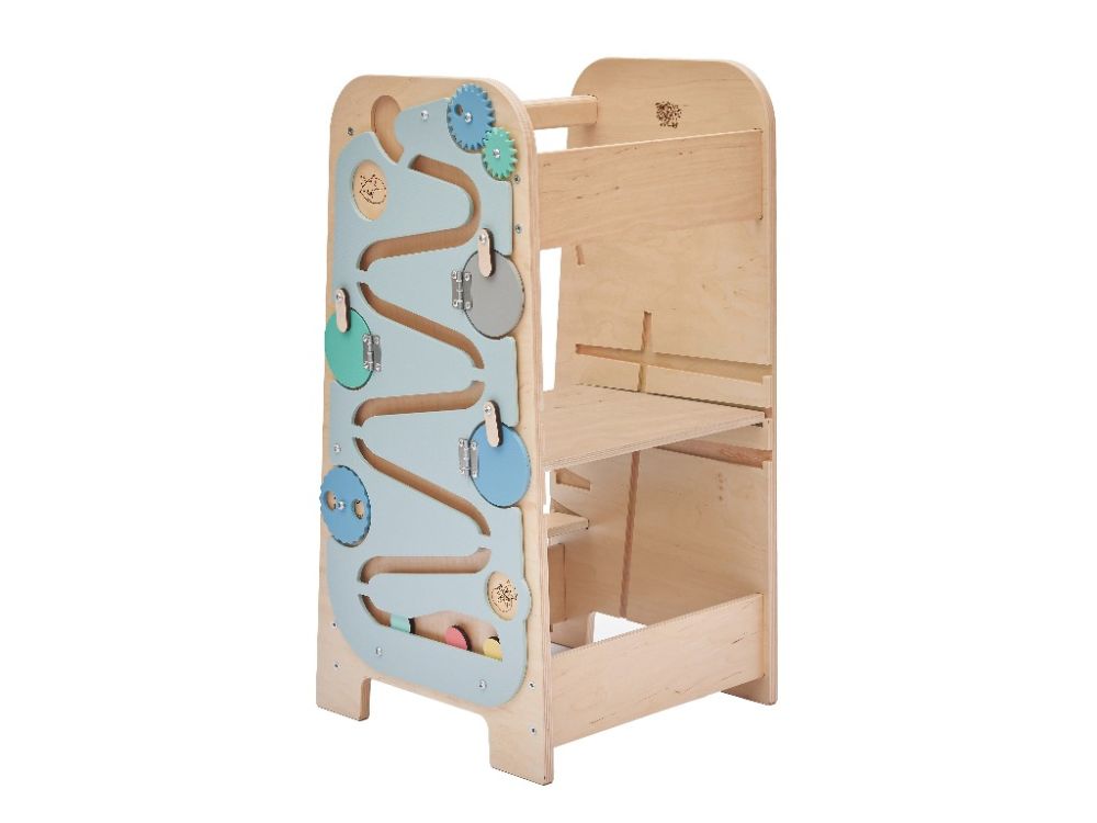 Rastući Montessori toranj za učenje 5u1 Play 75 cm - plavi