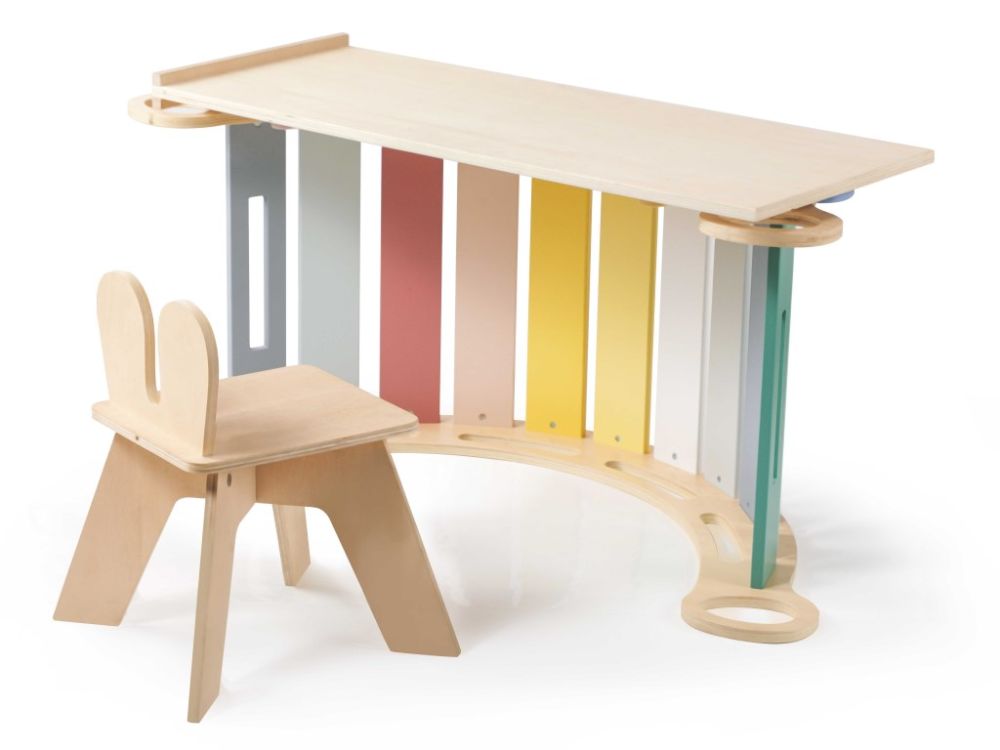 Drvena Montessori ljuljačka 100 cm 6u1 max sa daskom i stolicom - set pastel