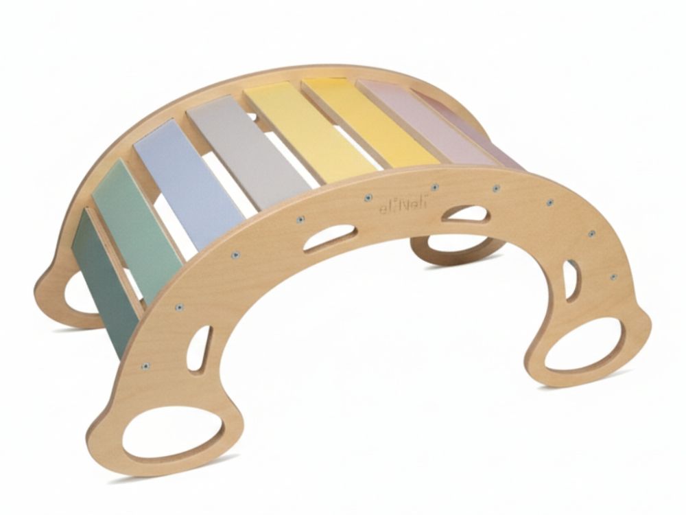 Drvena Montessori ljuljačka Piklerov Luk 5u1 - pastel